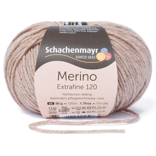 Merino Extrafine 120 sand meliert von Schachenmayr